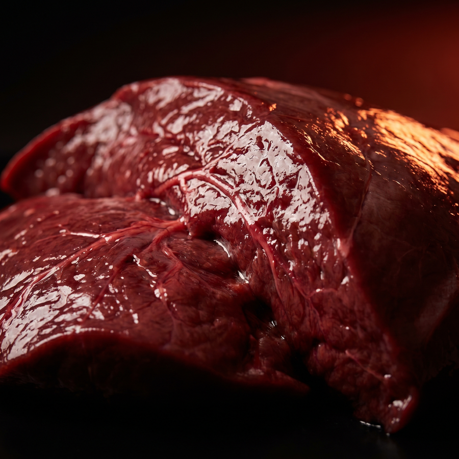 Photo: grass-fed beef organs on butcher block