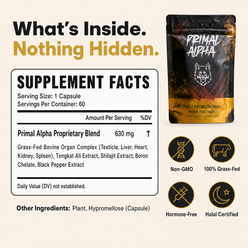 Primal Alpha supplement facts label
