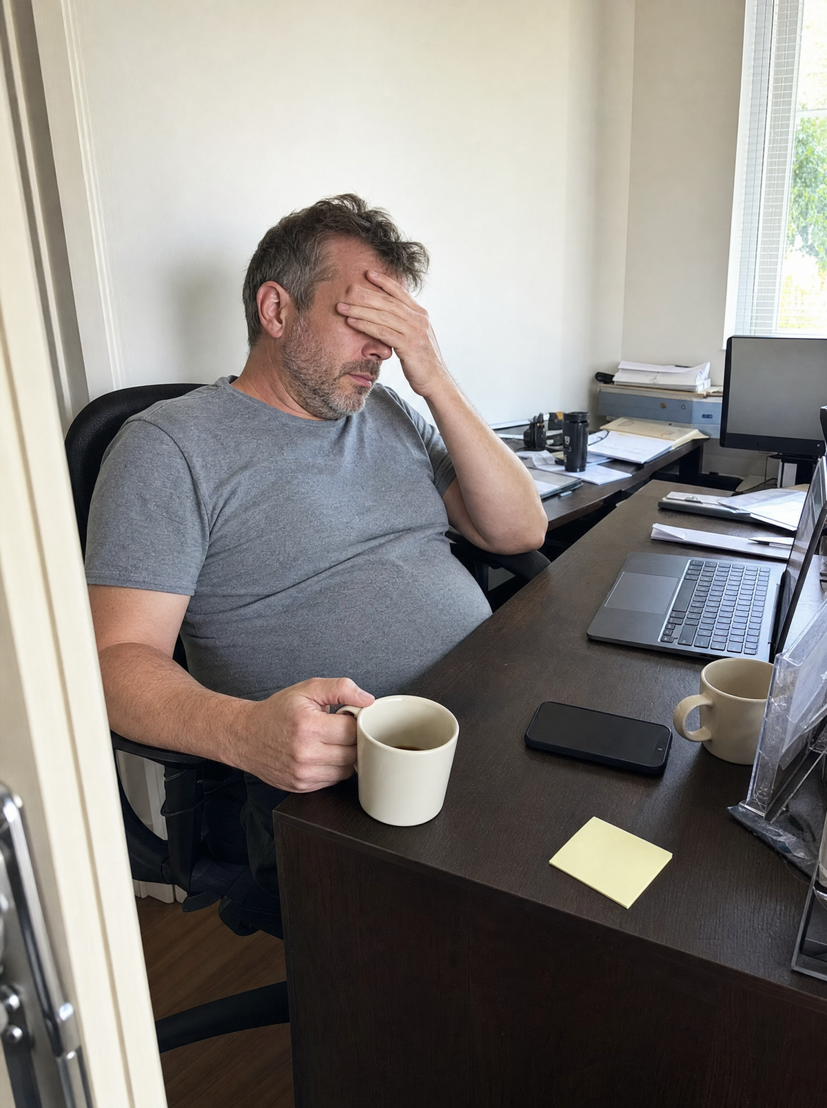 Photo: tired man, 3pm